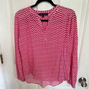 Tommy Hilfiger Pink and White Chevron Blouse